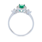 טבעת זהב לבן, אמרלד וזרקונים 21R708